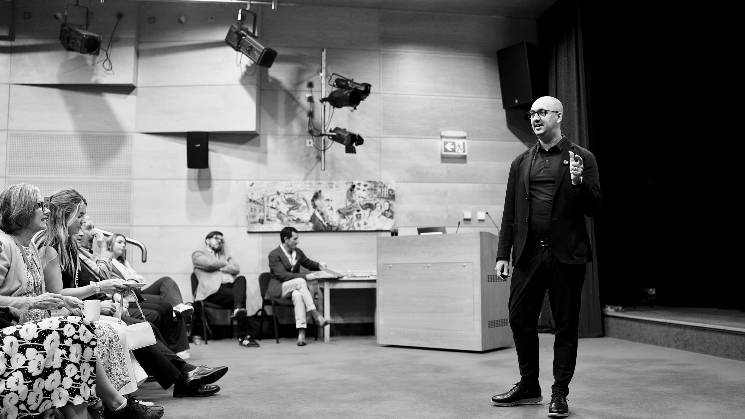 James Poulter speaking at an event